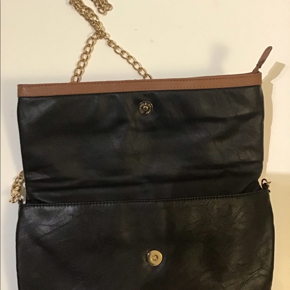 Aldo brown black hot pink textured folding clutch with removable heavy chain - Picture 7 of 14